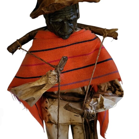 Mexican Folk Art 2 Cartonería 19" Figures Jalisco region Paper Mache man woman - Picture 7 of 11